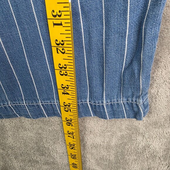 Womens Seven7 Blue & White Striped Capri Pants Wide Leg Cotton & Tencel Size14 - Picture 10 of 11